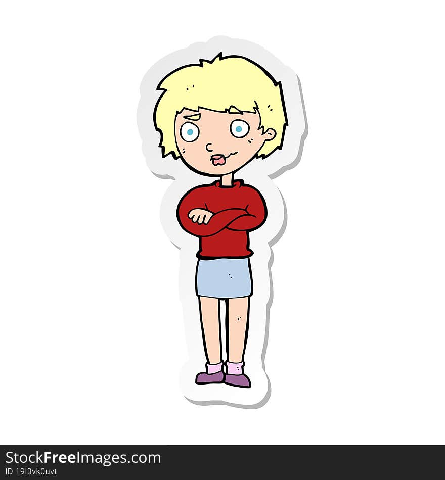 Sticker Of A Cartoon Annoyed Woman