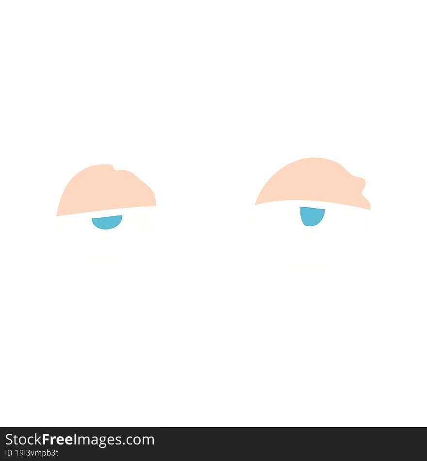 flat color illustration of a cartoon tired eyes