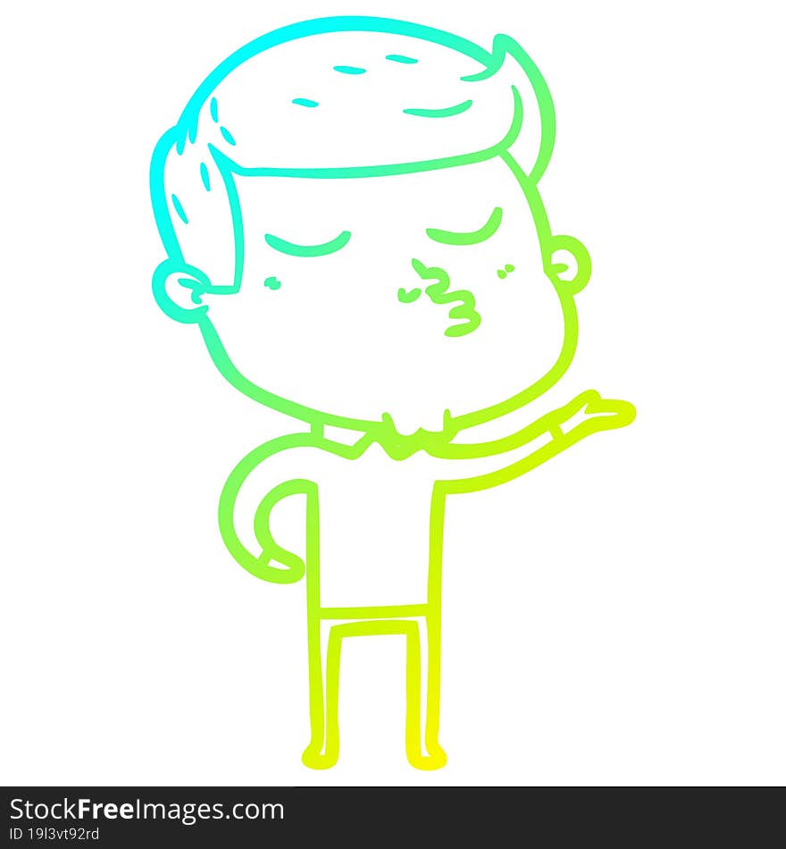 cold gradient line drawing cartoon model guy pouting