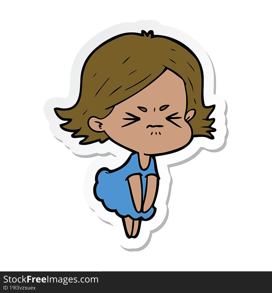 sticker of a cartoon angry woman