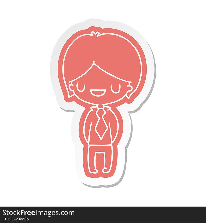 cartoon sticker of a kawaii cute boy