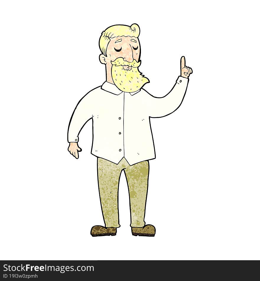 cartoon bearded man with idea