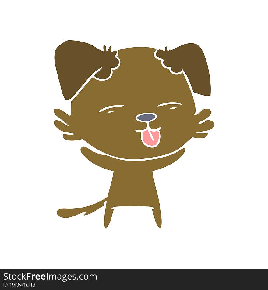 flat color style cartoon dog sticking out tongue