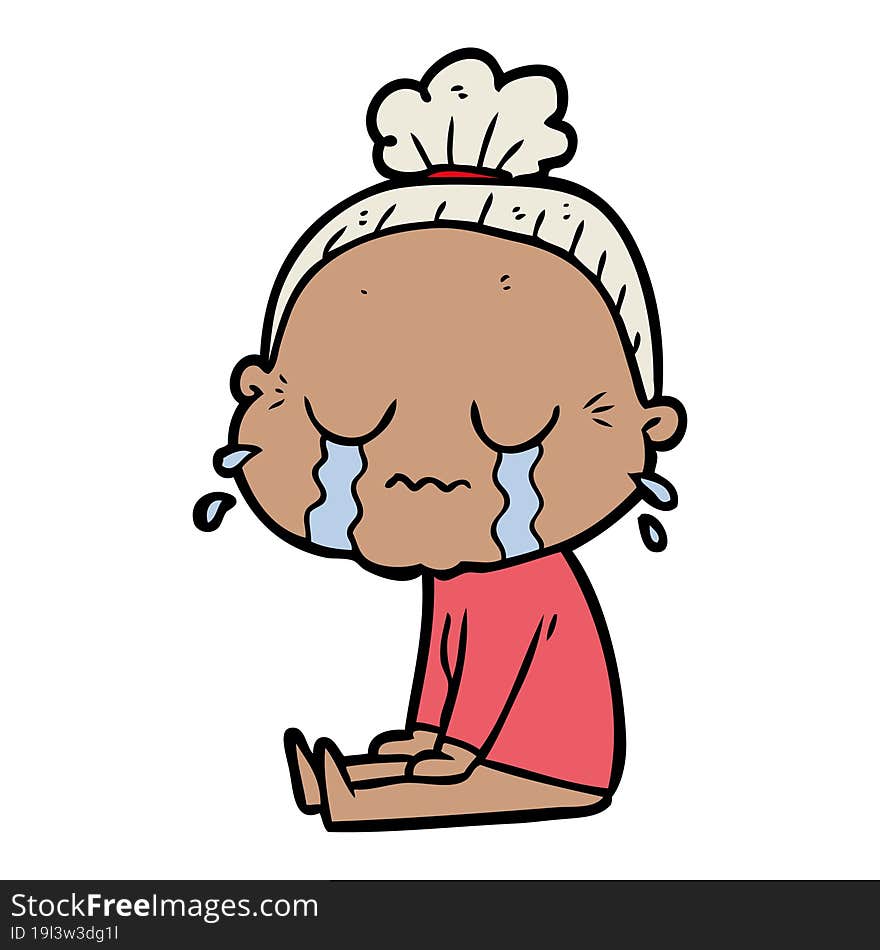 cartoon crying old lady. cartoon crying old lady