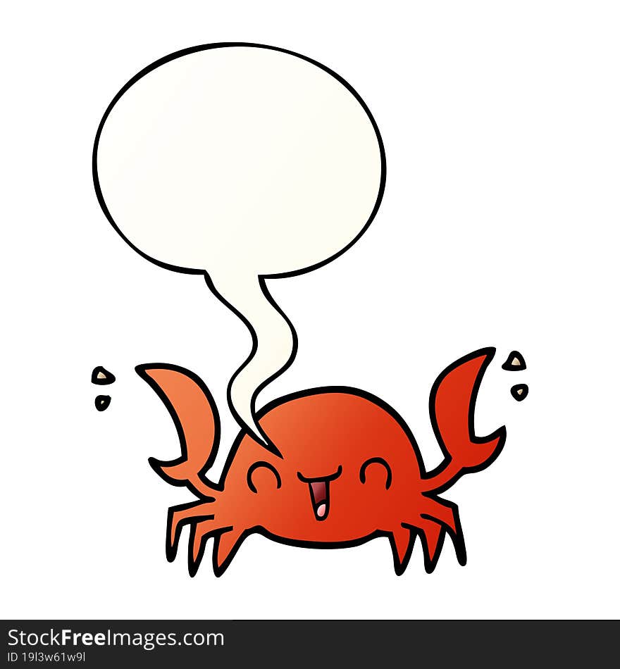 cartoon crab and speech bubble in smooth gradient style