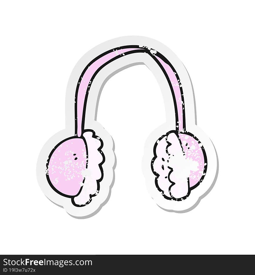 retro distressed sticker of a cartoon ear muffs