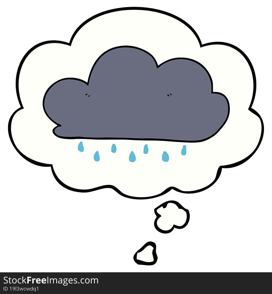 cartoon rain cloud and thought bubble