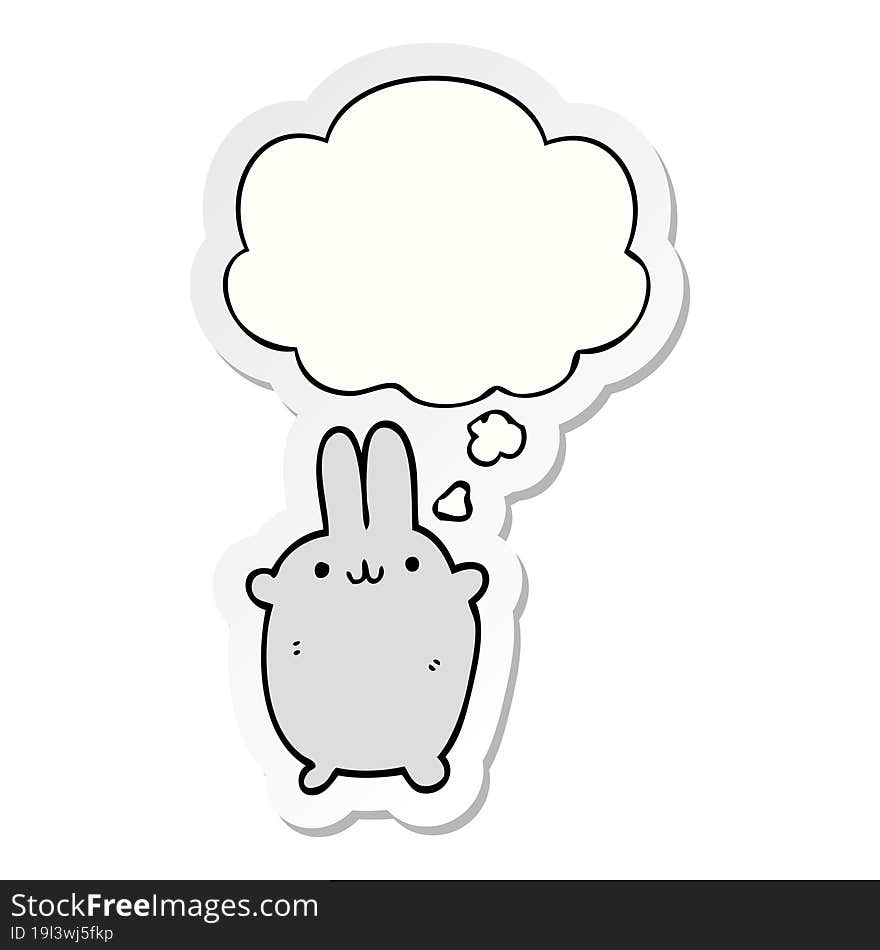 cartoon rabbit with thought bubble as a printed sticker