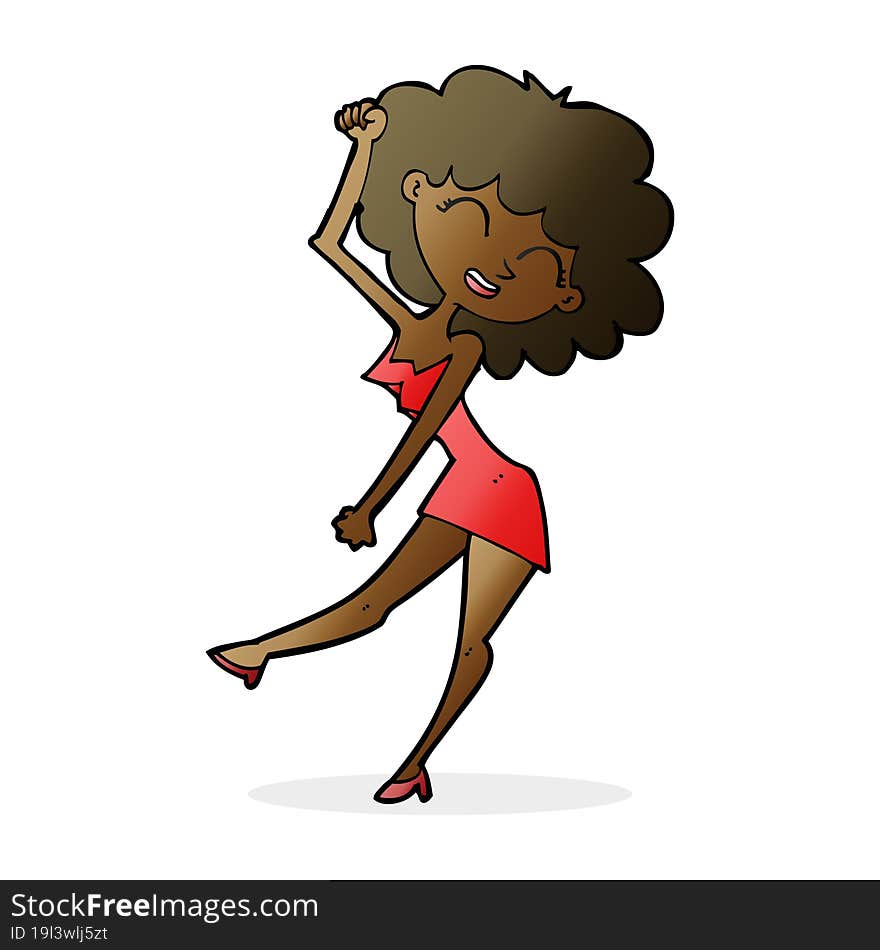 cartoon dancing woman