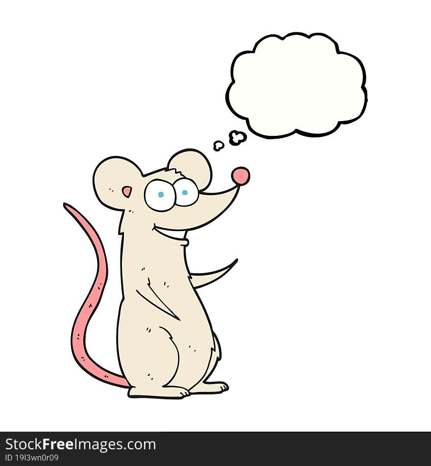 freehand drawn thought bubble cartoon happy mouse