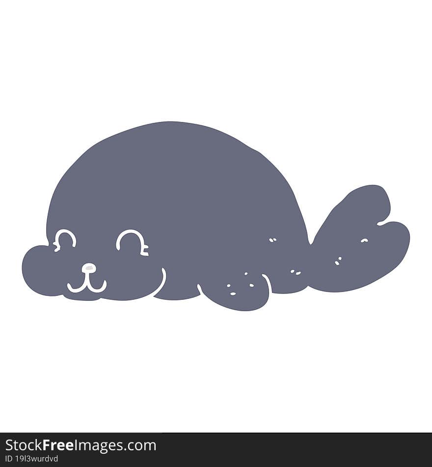 cute flat color style cartoon seal