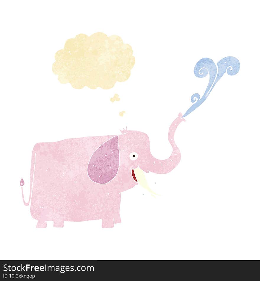 Cartoon Happy Elephant With Thought Bubble