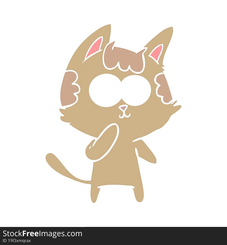 flat color style cartoon cat considering