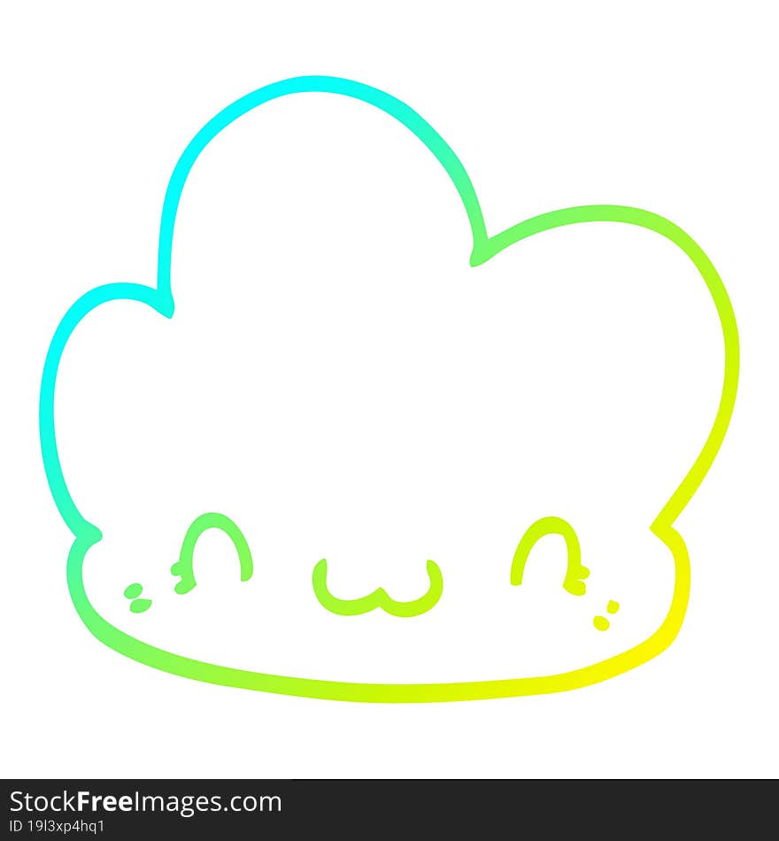cold gradient line drawing cartoon cloud