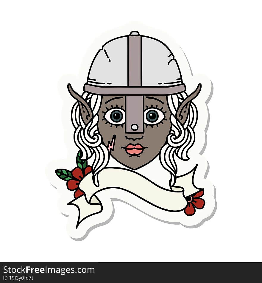 Elf Fighter Character Face Sticker