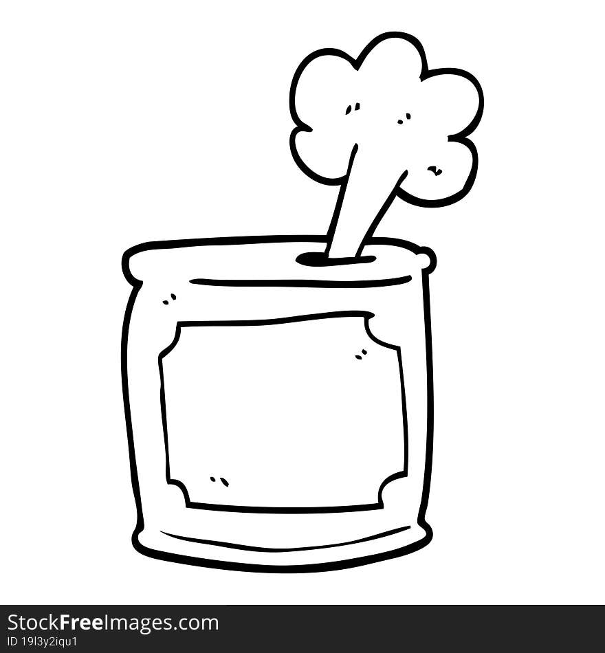 line drawing cartoon can of food being opened