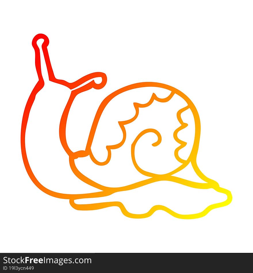 warm gradient line drawing of a cartoon snail