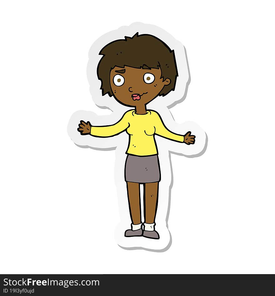 sticker of a cartoon confused woman