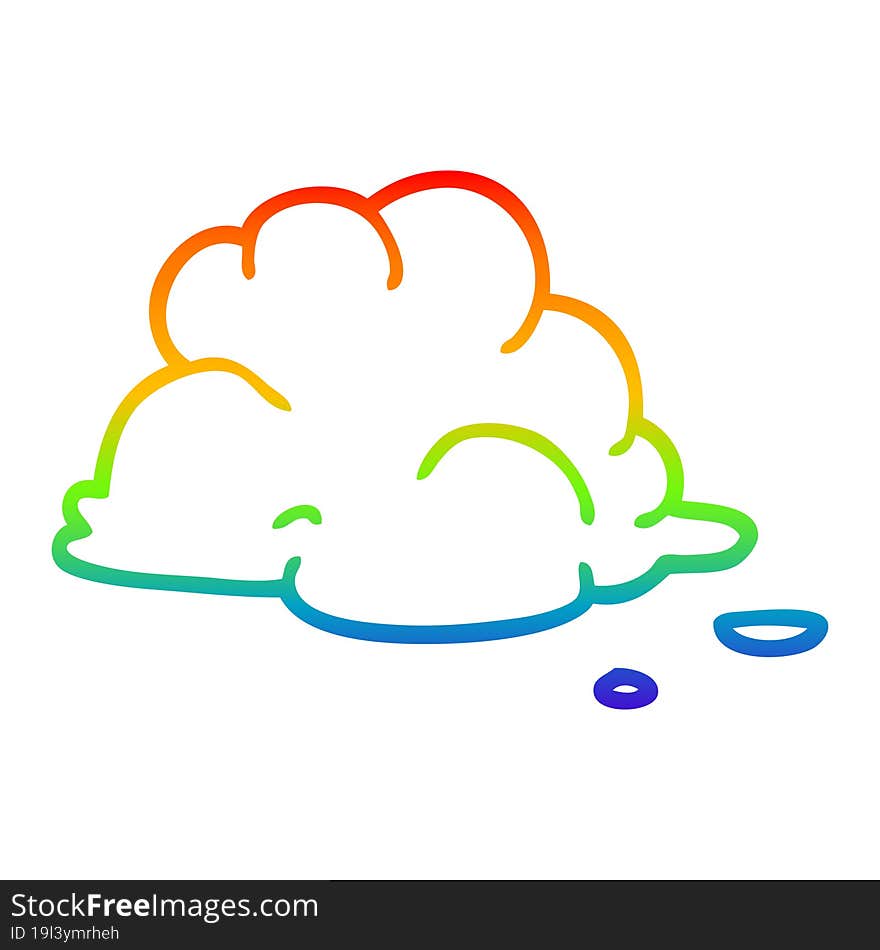 rainbow gradient line drawing of a cartoon fluffy white clouds