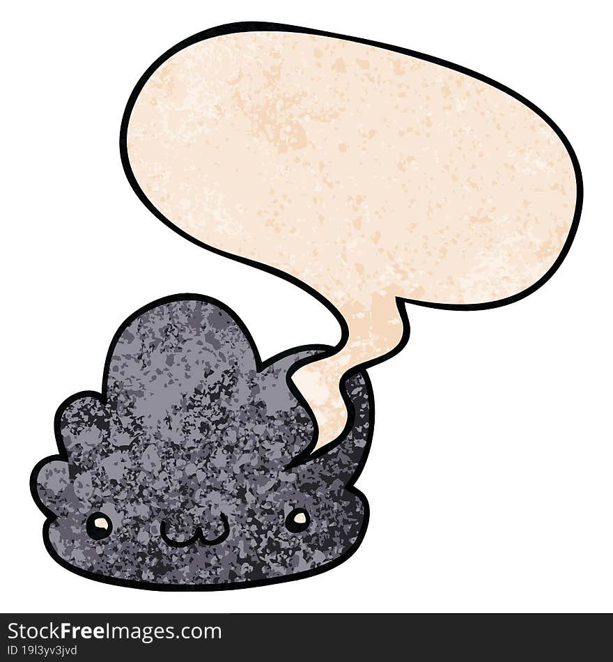 cute cartoon cloud and speech bubble in retro texture style