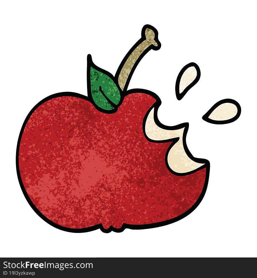 cartoon doodle juicy bitten apple