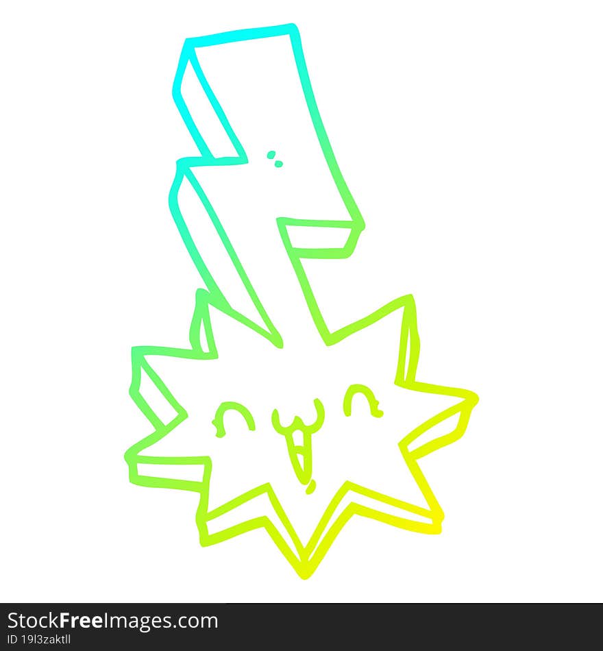 Cold Gradient Line Drawing Cartoon Lightning Bolt