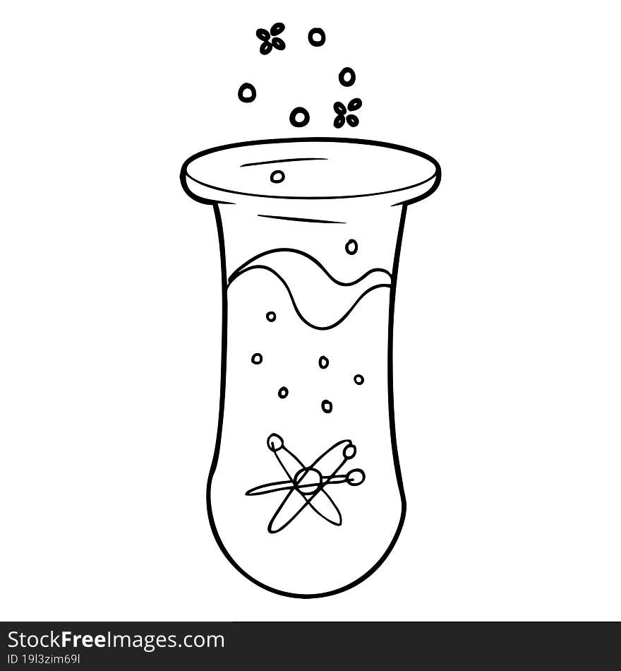 cartoon bubbling test tube. cartoon bubbling test tube