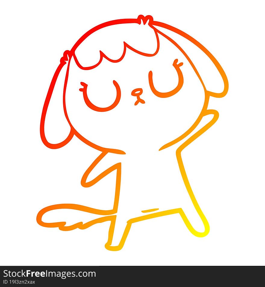 Warm Gradient Line Drawing Cute Cartoon Dog