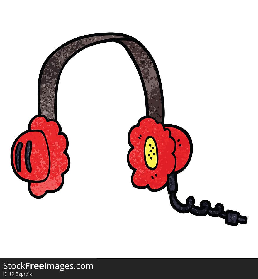 cartoon doodle music headphones