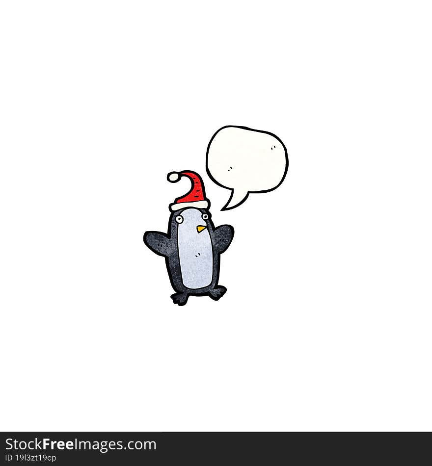 cartoon penguin in xmas hat