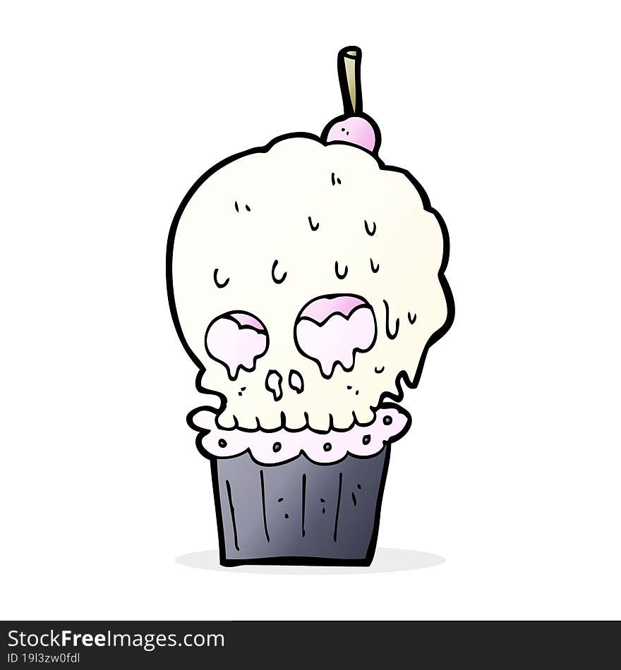 cartoon spooky skull cupcake