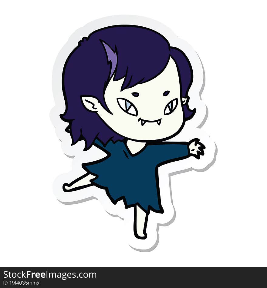 sticker of a cartoon friendly vampire girl