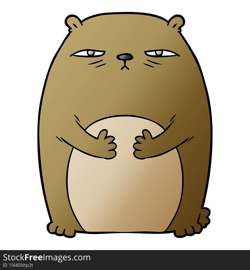 cartoon tired annoyed bear. cartoon tired annoyed bear