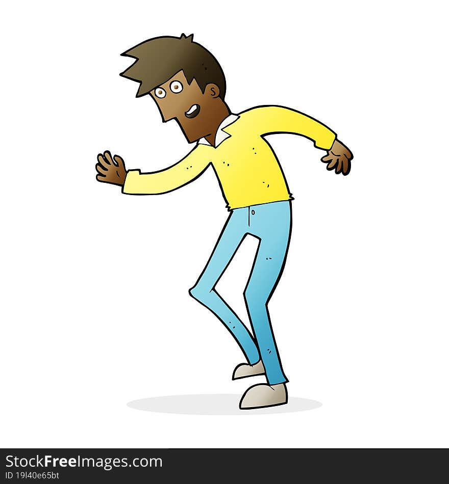 cartoon happy man dancing