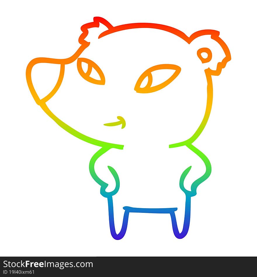 rainbow gradient line drawing cute cartoon bear