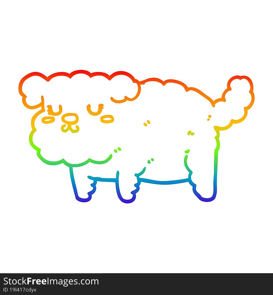 rainbow gradient line drawing of a cartoon dog