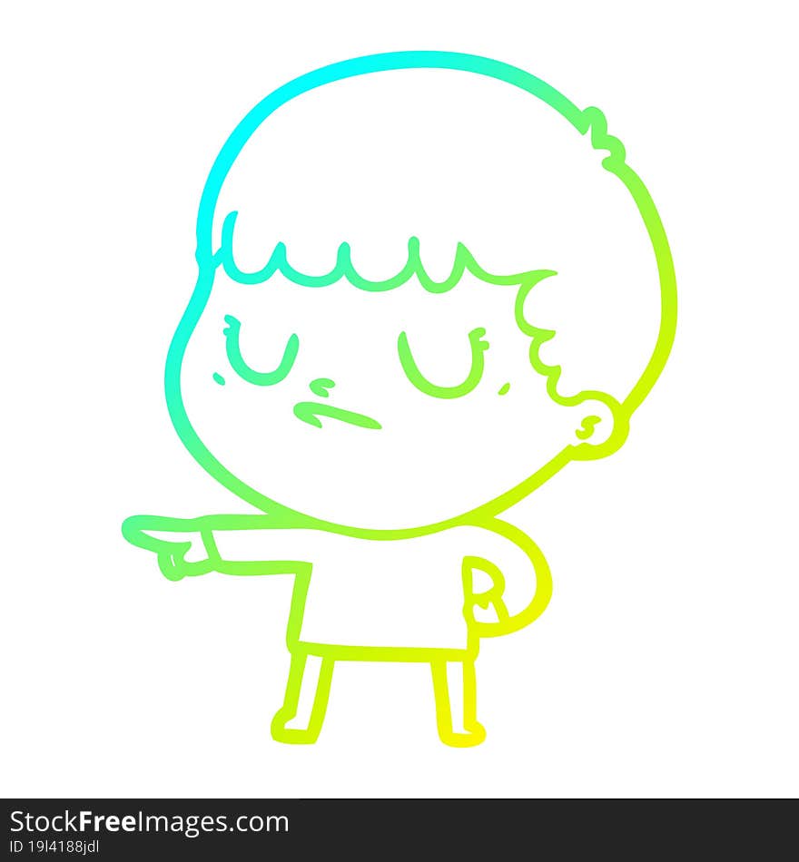 cold gradient line drawing cartoon grumpy boy