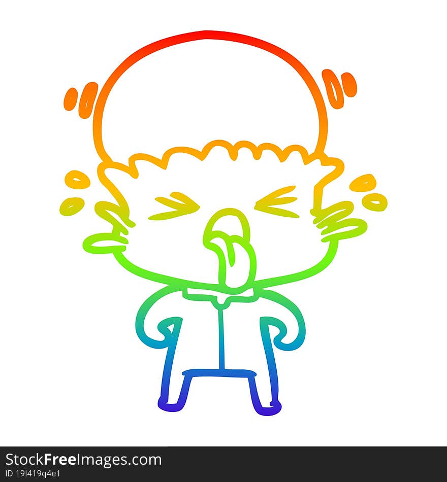 Rainbow Gradient Line Drawing Weird Cartoon Alien