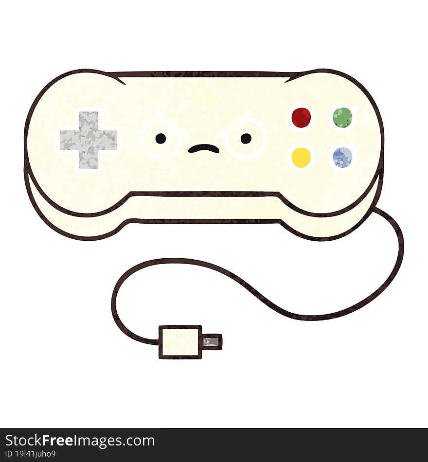 retro illustration style cartoon game controller