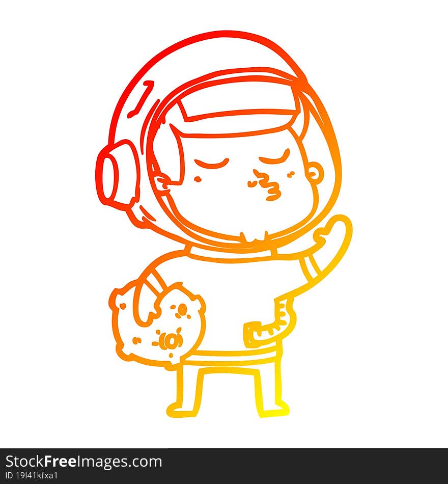 warm gradient line drawing cartoon confident astronaut