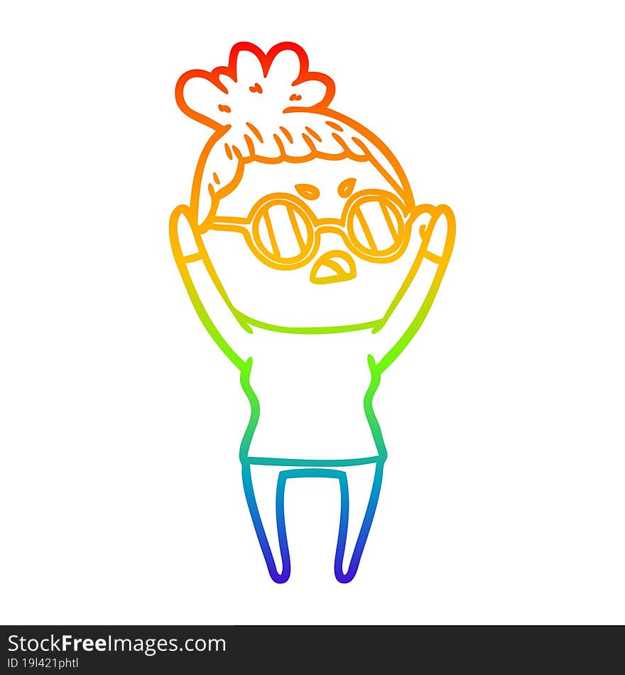 rainbow gradient line drawing cartoon annoyed woman