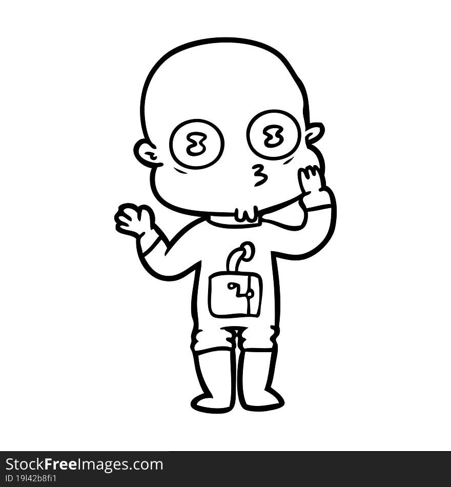 cartoon weird bald spaceman. cartoon weird bald spaceman