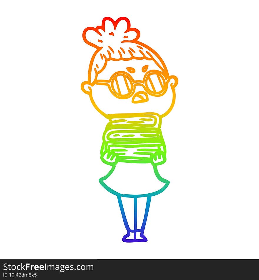 rainbow gradient line drawing cartoon annoyed woman