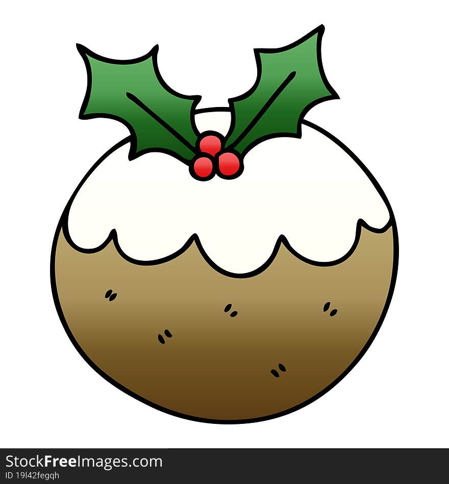 quirky gradient shaded cartoon christmas pudding