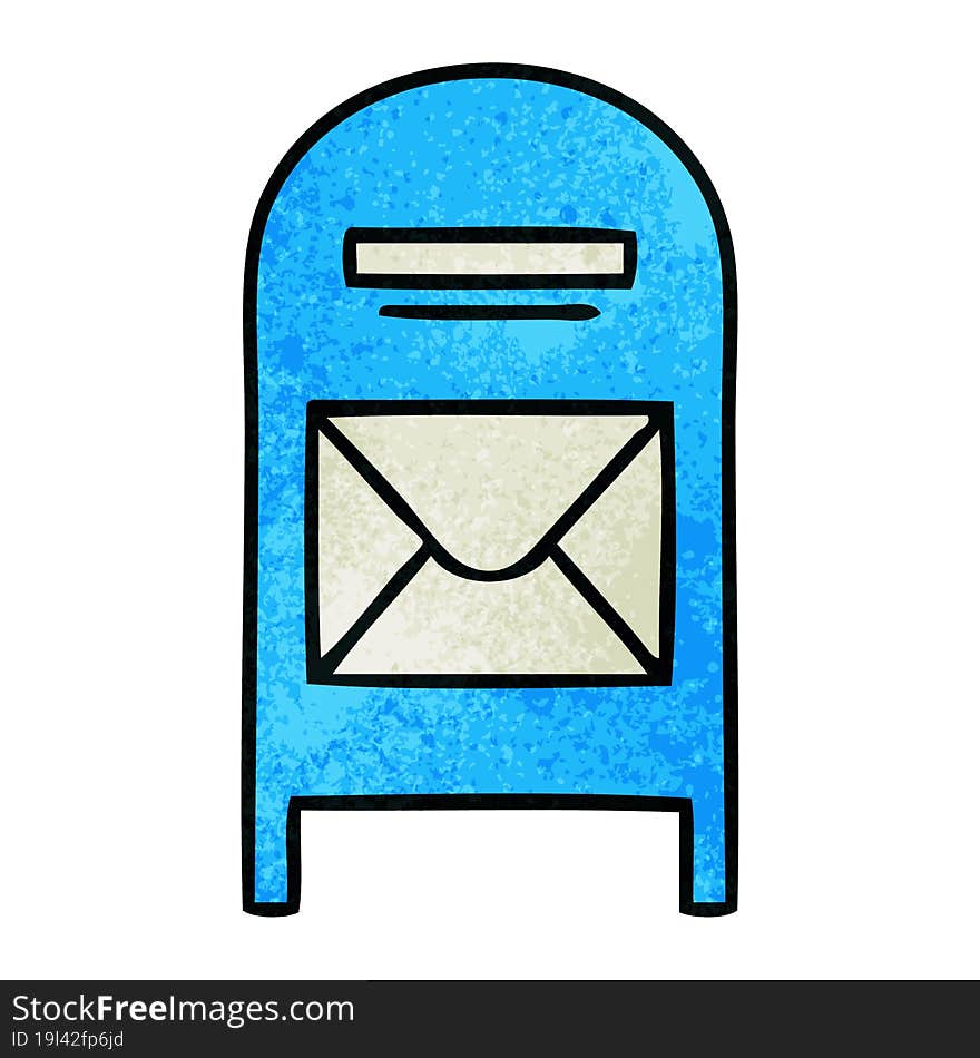 retro grunge texture cartoon mail box