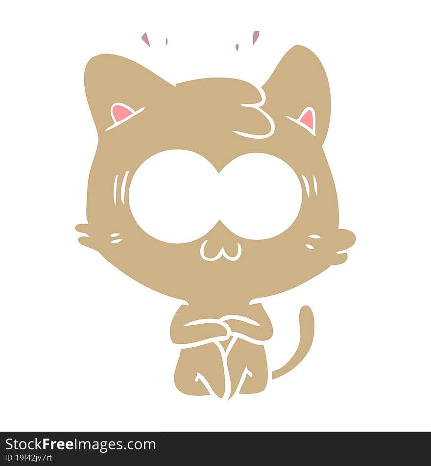 flat color style cartoon surprised cat