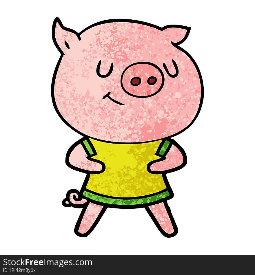 happy cartoon pig. happy cartoon pig