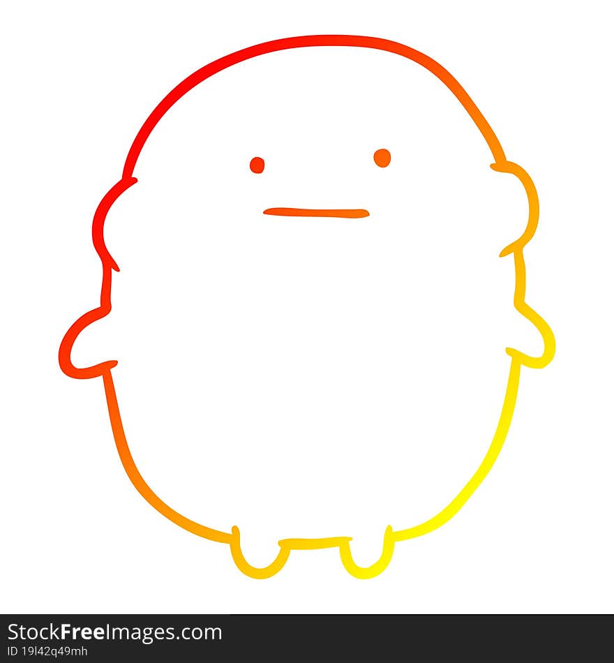 warm gradient line drawing of a cute fat human