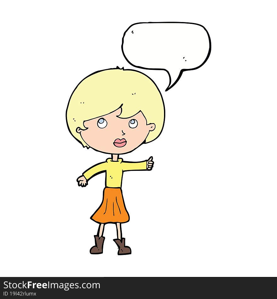 cartoon woman asking question with speech bubble