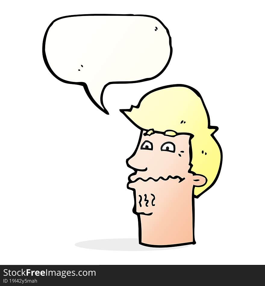 cartoon nervous man with speech bubble